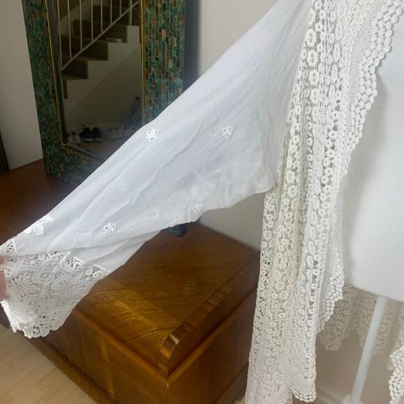 Johnny Was Plus Size 3X Lace Crochet Cardigan Cover Up Long Sleeve Ivory White - Picture 5 of 15